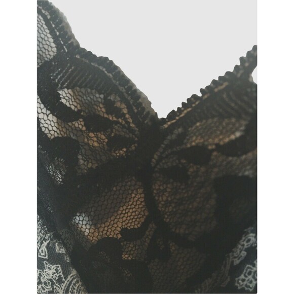 Lily of France Black White Paisley Baby Doll Nightie M Ruffle Made in USA VTG - Picture 9 of 10